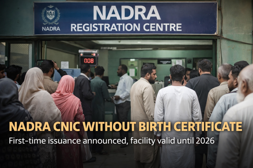 NADRA CNIC without birth certificate registration centre Pakistan