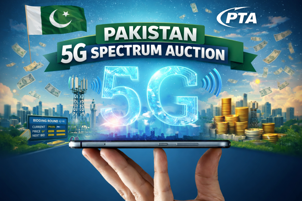 PTA 5G spectrum auction announcement in Pakistan