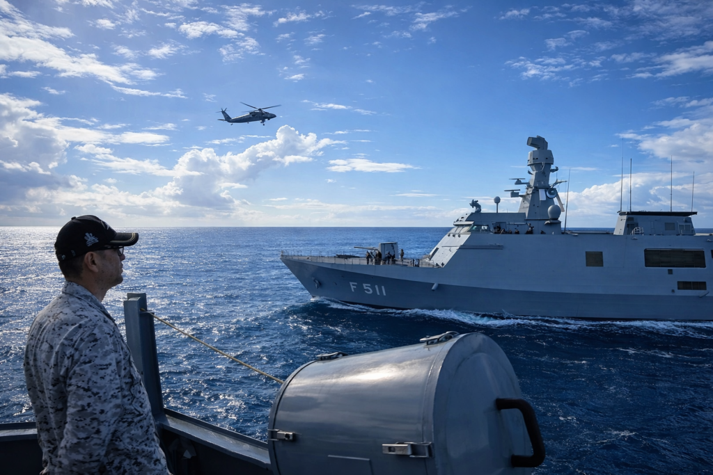 PNS Khaibar participating in Pakistan Navy–Turkiye naval exercise Turgutreis-XIII at Aksaz Naval Base