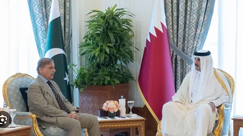 Shehbaz Sharif and Sheikh Tamim discussing Pakistan Qatar fraternal ties
