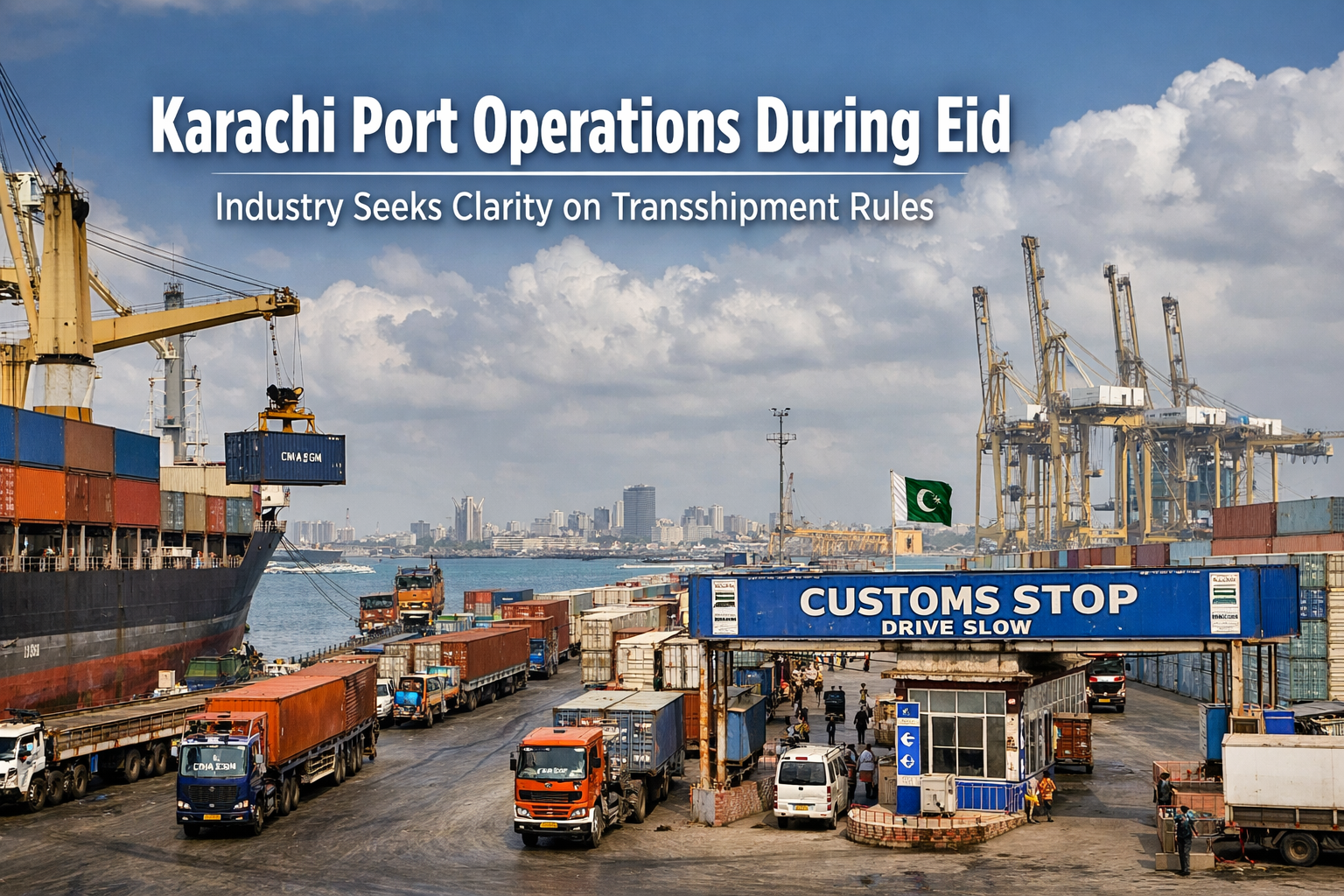 Karachi Port operations during Eid cargo handling Pakistan